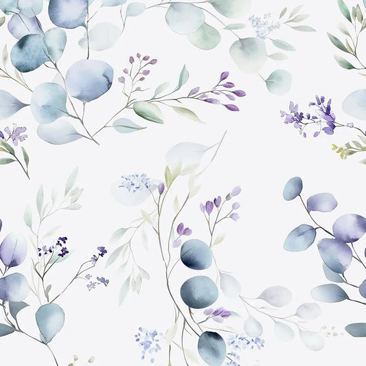 Purple Leaf Wallpaper Peel and Stick Vintage Greenery Leaf Contact Paper White Floral Wallpaper Waterproof Self-Adhesive Wall Covering for Bedroom Countertop Desk Cabinets 17.4" x 118"