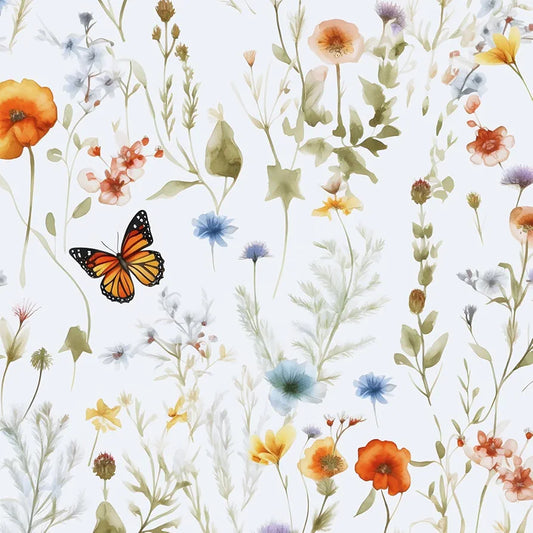 Colorful Floral Wallpaper Peel and Stick Vintage Leaf Contact Paper Butterfly Floral Wallpaper Waterproof Self-Adhesive Wall Covering for Bedroom Countertop Desk Cabinets Decor 17.4" x 118"