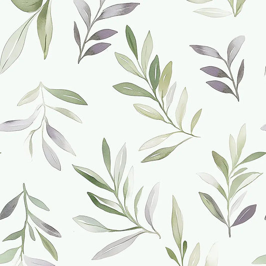 Green Leaf Wallpaper Peel and Stick Vintage Greenery Leaf Contact Paper White Floral Wallpaper Waterproof Self-Adhesive Wall Covering for Bedroom Countertop Desk Cabinets 17.4" x 118"