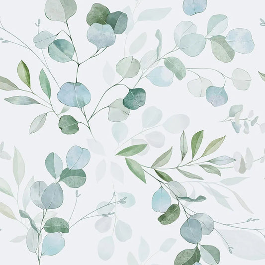 Green Leaf Wallpaper Peel and Stick Vintage Leaf Contact Paper White Greenery Floral Wallpaper Waterproof Self-Adhesive Wall Covering for Bedroom Countertop Desk Cabinets 17.4" x 118"