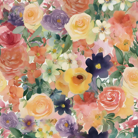 Multicolor Wallpaper Floral Peel and Stick 17.4" x 118" Colorful Flower Contact Paper Vintage Watercolor Self Adhesive Covering for Bedroom Cabinet Bathroom Home Decor