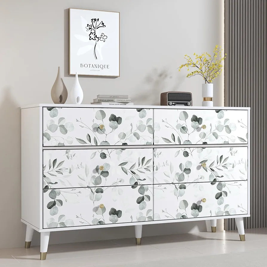 Gray Leaf Wallpaper Peel and Stick Vintage Leaf Contact Paper White Greenery Floral Wallpaper 17.4" x 118" Waterproof Self-Adhesive Wall Covering for Bedroom Countertop Desk Cabinets