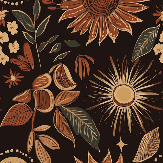 Brown Floral Wallpaper Peel and Stick Vintage Boho Dark Floral Contact Paper Brown Wallpaper Waterproof Self-Adhesive Wall Covering for Bedroom Countertop Desk Cabinet 17.4" x 118"