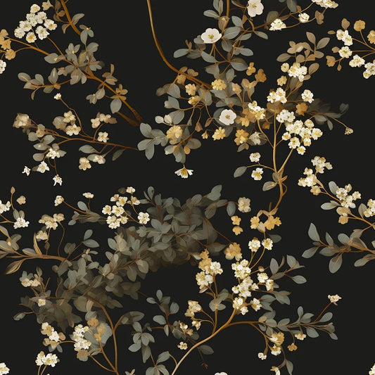 Floral Wallpaper Grey Peel and Stick 17.4" x 118" Dark Contact Paper Vintage Watercolor Self Adhesive Covering for Bedroom Cabinet Bathroom Home Decor