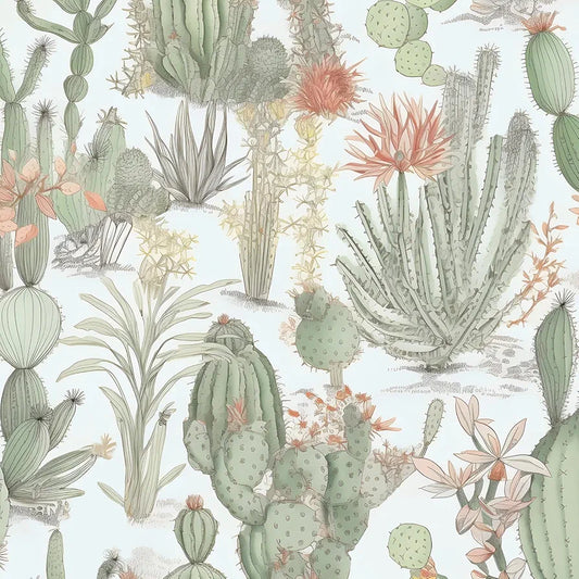 Cactus Peel and Stick Wallpaper Western Green Floral Contact Paper Green Floral Wallpaper Vintage Desert Self-Adhesive Wall Covering for Bedroom Countertop Desk Cabinets Decor 17.4" x 118"