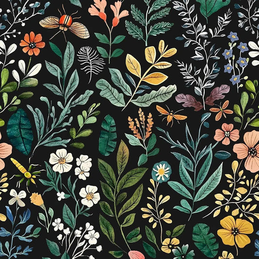 Floral Wallpaper Peel and Stick Dark Green Floral Wall Paper Flower Botanical Wallpaper Colorful Contact Paper Vintage Removable Self-Adhesive Wall Covering 118” x 17.4” for Desk Cabinet Decor