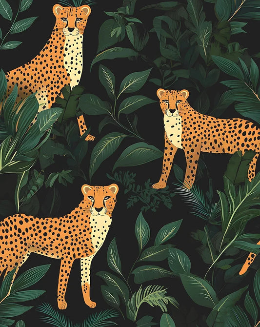 Leopard Wallpaper Peel and Stick Jungle Forest Animals Contact Paper,Waterproof Self-Adhesive Black/Yellow/Green Tropical Wall Paper for Bedroom Countertop Desk Cabinets Drawer Decor 17.4" x 118"