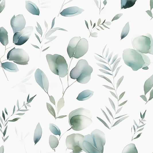 Green Leaf Wallpaper Peel and Stick, Watercolor Eucalyptus Leaves Contact Paper,Waterproof Self-Adhesive Floral Wall Paper for Bedroom Countertop Desk Cabinets Decor 17.4" x 118" Renter Friendly