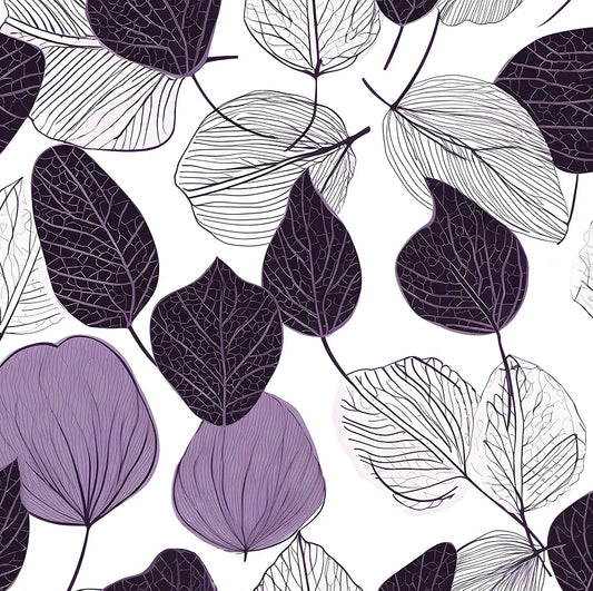 White Purple Leaf Wallpaper Peel and Stick Floral Contact Paper Leaves Wall Paper 17.4" x 118" Waterproof Self-Adhesive Wall Covering for Bedroom Countertop Desk Cabinets Decor Renter Friendly