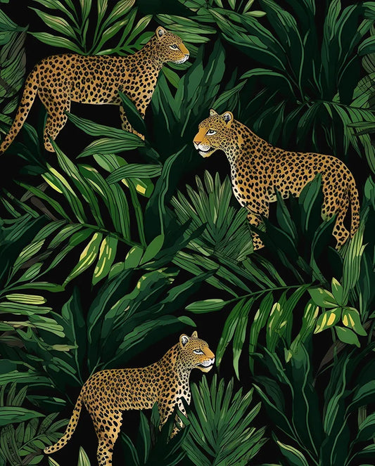 Leopard Wallpaper Peel and Stick Dark Green/Brown Jungle Forest Animals Contact Paper,Tropical Wall Paper Waterproof Self-Adhesive for Bedroom Countertop Desk Cabinets Drawer Decor 17.4" x 118"